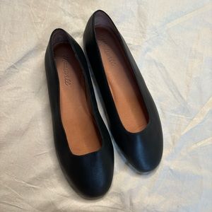 Madewell The Cory Black Leather Flats Size 9